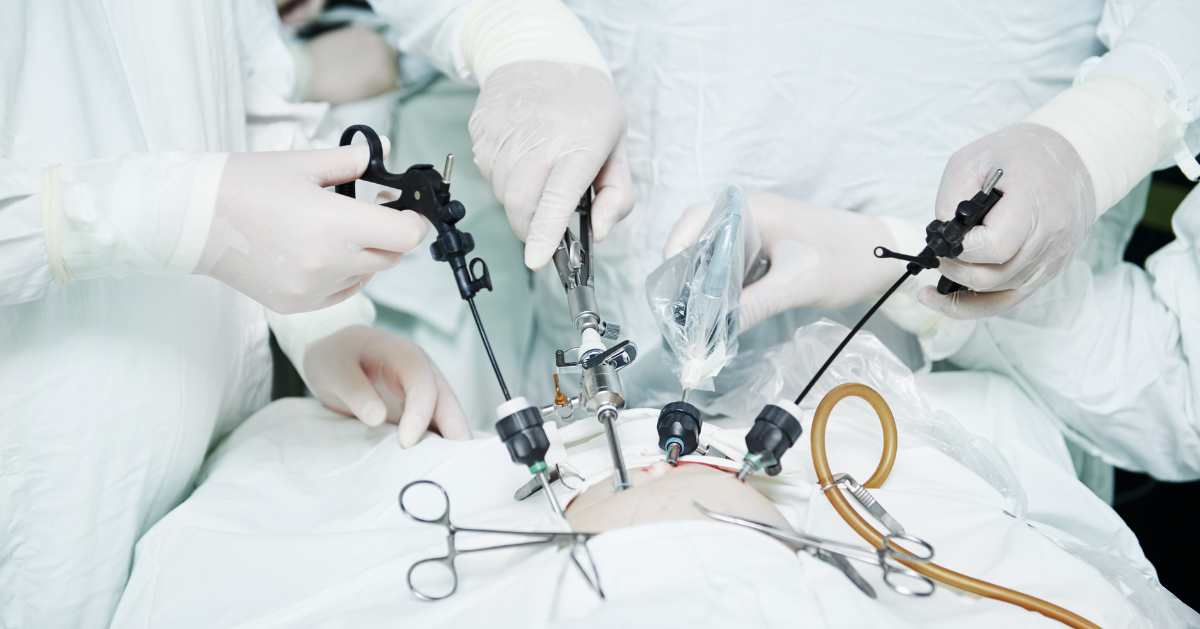 Laparoscopic instruments and monitor used during minimally invasive surgery